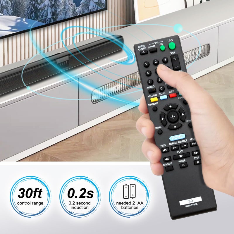 Beyution RMT-B107A Replacement Remote Control Fit for Sony Blu-Ray Disc DVD Player BDP-BX37 BDP-BX57 BDP-S270 BDP-S373 45CS BDP-S1700ES BDP-S770 BDP-S480 BDP-S490 BDP-S495 BDP-S550 BDP-S560 RMT-B108A - Image 3